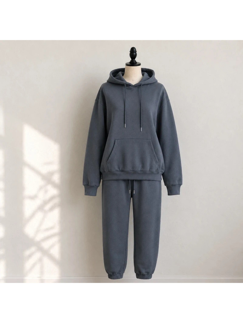 SHEIN Gray Thermal Lined Hoodie Jogger Set Women S 2 Piece Tracksuit Lounge